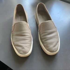 Vince Blair Taupe Perforated Leather Sneakers